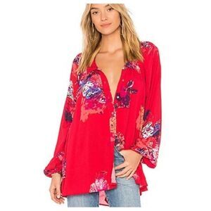 Free People Women's Button-Front Butterfly Flowy Boho Tunic‎
